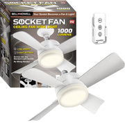 Bell & Howell 9965 Socket Fan Ceiling Fan with Light Adjustable Ceiling Light 1000 Lumens As Seen On TV