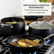 All-Clad HA1 Hard Anodized Nonstick Fry Pan Set, 5-Piece Cookware, 8 in, 10 in with Lid, 12 in with Lid, Induction Compatible, Oven Safe to 500F, Black, E100S563