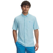 Under Armour Men's Shorebreak Hybrid Woven Short Sleeve Fishing Shirt, Stream & Ether Blue, Large