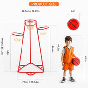 Bruce & Shark 4-Hoop Kids Basketball Hoop Portable Stand Set with 4 Balls for Ages 3+