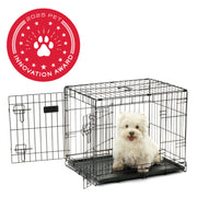 Carlson Pet Products Small Double Door Metal Dog Crate with Divider Panel, Foldable, Portable, Removable Washable Pan, 24 in L x 18 in W x 20.5 in H, 6021