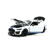 Jada Toys Bigtime Muscle 2020 Ford Mustang Shelby GT500 Die-Cast Car, White with Blue Stripes, 1:24 Scale, JA32663