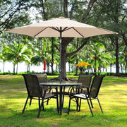 Ainfox 9ft Khaki Patio Umbrella with Waterproof UV-Proof Canopy, Push Button Tilt, Crank, Vented Design, Steel Frame AF-OV-OTU028KK