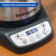 Bonavita Classic 1L Digital Variable Temperature Gooseneck Electric Kettle, 6 Preset Temps, 1200 Watt, LED Panel, Stainless Steel, BV382510V