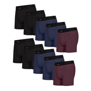 Rustler Everyday Comfort Boxer Briefs for Men, Large, Black/Naval Academy/Fig, 10-Pack