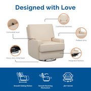 Baby Relax Rylan 4-in-1 Swivel Glider Rocker Recliner Chair, White, Polyester Velvet Upholstery, Pocketed Coil Foam Seat, NS010WHO