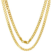 Jewelheart 14K Yellow Real Gold Cuban Concave Curb Link Chain Necklace, Diamond Cut, Unisex, Multiple Lengths 16-24 in, Widths 1.9-4.75 mm