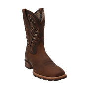 Ariat Hybrid VentTEK Western Boots, Wide Square Toe, Distressed Brown/American Flag, Leather with Breathable Mesh, 11
