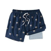 Chubbies The Midnight Palms 5.5 Classic Lined Swim Trunk, Navy, Polyester Spandex, Relaxed Fit, 126251-14