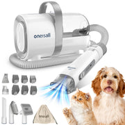 Oneisall LM3 Dog Grooming Vacuum, 8-in-1 Kit with 11000Pa Suction, Ultra Quiet, Cordless Clipper, Paw Trimmer, Nail Grinder, Gray