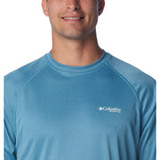 Columbia PFG Terminal Tackle Heather Long-Sleeve Shirt for Men - Canyon Blue/Icy Morn - M