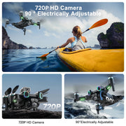 Wefone CS15 Foldable Drones with HD Camera for Kids 8-12, Black