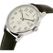 Timex Easy Reader Men's Wrist Watch, 38mm Silver-Tone Brass Case, White Dial with Arabic Numerals, Black Genuine Leather Strap, Indiglo Backlight, Date Display, TW2P75600