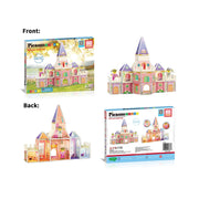 PicassoTiles 60 PC Princess Castle Theme Magnetic Building Blocks with Double Sided Printed Tiles and 2 Character Figures STEM Educational Toy Kit for Kids Ages 3 to 8 PTQ04