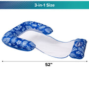 Aqua-Leisure Inflatable 3-in-1 Lounge Chair Pool Float, Blue, PVC and Polyester, 250 lb Capacity, WML22690BL3