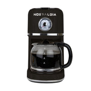 Nostalgia Classic Retro 10-Cup Drip Coffee Maker, One Button Brewing, Auto Shut-Off, Anti-Drip Pause, Time Display, Black, NCRCOF10BK6A