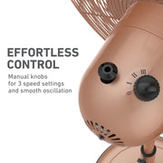 Holmes 16 Inch Oscillating Stand Fan, 3 Speed, Adjustable Height, Brushed Copper, 14546