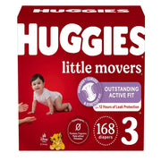 Huggies Little Movers Baby Diapers Size 3 White 168 Count