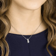 Swarovski Stilla Attract Trilogy Pendant Necklace with White Round Crystals, Rhodium Plated Chain, Adjustable 14.9-16.9 in, 5414970