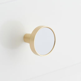Simbury Enamel & Brass Circle Knob - Matte White/Satin Brass