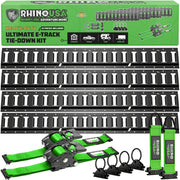 Rhino USA Retractable E-Track Tie-Down Ratcheting Cargo Management Kit, 12-Piece, Black, Includes Rails and Accessories