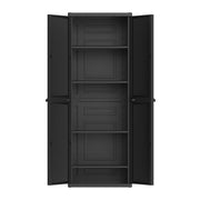 Hyper Tough HT-2025-4SC-BLK Plastic 4-Shelf Garage Storage Utility Cabinet, Black Finish