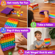 The Fidget Game ABC Bingo Educational Game with Multicolor Silicone Fidget Mats for 2-6 Players Ages 3+