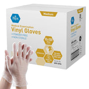 MedPride Vinyl Gloves, Powder-Free, Latex-Free, Durable 4 Mil Thick, Clear Medium, 1000-Pack
