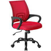 Edx Ergonomic Mid-Back Office Chair with Lumbar Support, Breathable Mesh Backrest, Adjustable Height, Red