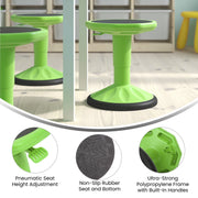Adjustable Height Kids Active Stool with Bottom in Green, 14