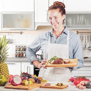 Cookgen CGXCB105 Premium Extra-Thick Bamboo Chopping Boards Set of 3 with Juice Groove and Handles, 38x25cm
