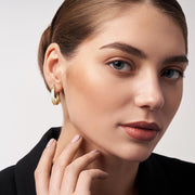 POHNUI 14K Gold Hoop Earrings for Women, 20mm Diameter, 44 Cubic Zirconia Stones - Lightweight