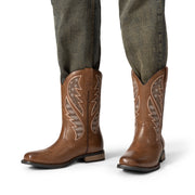 Bruno Marc Men's Cowboy Boots, Durable Classic Slip-On Western Style, Brown Embroidered, Ankle-High, Slip-Resistant Sole