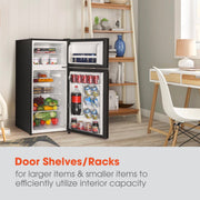 Magic Chef Compact Refrigerator with 4.5 Cu. Ft. Capacity, Separate Freezer Compartment, Reversible Door, Energy Star Qualified, Black, HMDR45B