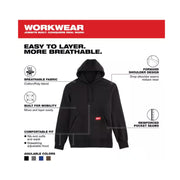 Milwaukee 351B-XL Men's Midweight Cotton/Polyester Long-Sleeve Pullover Hoodie X-Large Black