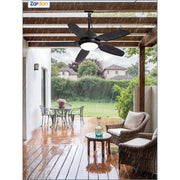 Zardon 42in Modern Outdoor Ceiling Fan with 6-Speed DC Motor, Dimmable LED Light with 3 Color Temperatures, Weather-Resistant, Black LX42