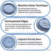 Onader Stoneware Dinnerware Set, 12 Piece, Speckled Gray and Blue, Round Plates and Bowls, Microwave and Dishwasher Safe, 4 Person Service