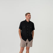 Burlebo Men's Performance Western Shirt, Black, Short Sleeve, Pearl Snap Button-Down, Spread Collar, 2XL, PWS-BLK