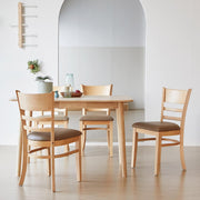 Susuzi 47in Solid Oak Dining Table, Mid-Century Modern Wood Kitchen Table, Natural Finish