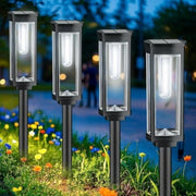 Rirool 8 Pack Solar Pathway Lights Outdoor, Solar Powered Garden Lights with IP65 Waterproof, Cool White LED, for Lawn, Patio,