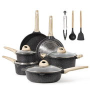 Carote EW13 Nonstick Pots and Pans Set, 13 Pcs Induction Kitchen Cookware Sets (Black Granite)