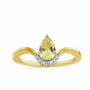 Brilliance Fine Jewelry ARP3262Y0GSI2YSL Created Yellow Pear Sapphire and Lab Grown Diamond Accent Ring in 14K Yellow Gold-Plated Sterling Silver Women