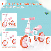 XJD BP206 3 in 1 Trikes for Toddler Tricycles Baby Bike, Pink