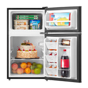 Arctic King 3.2 Cu Feet Two Door Compact Refrigerator with Freezer, Black, E-star - Easy Clean