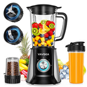 VAVSEA BL-607P 3-in-1 Blender, 1000W 7 Pices Smoothie Blender for Kitchen, 54 oz Blenders and Grinder Combo, Black