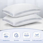 Cookey Queen Size Bed Pillows Set of 2, Luxury Hotel Quality, Gusseted Ergonomic Support, Hypoallergenic Down Alternative Filling, 20 x 30 in