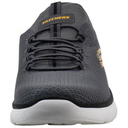 Skechers Mens Summits-High Range Slip-In Sneakers, Breathable Mesh, Air-Cooled Memory Foam, Charcoal/Orange, 11.5 Wide, 232457W-CCOR