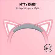Razer RZ04-04730100-R3U1 Kraken Kitty V2 USB Wired RGB Headset: Chroma Kitty Ears - Stream Reactive Lighting - HyperClear Cardioid Mic - Triforce 40 mm Drivers - 7.1 Surround Sound - Quartz Pink