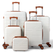 Zimtown Luggage Sets 5 Piece Hardside Expandable Suitcases with Spinner Wheels and TSA Lock, Beige
