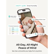 Dr.Care SBM005-Mode VistaView Lite Smart WiFi Video Baby Monitor, 4in 720P Split Screen, 1080P HD Camera, Pan Tilt Zoom, Motion Alerts, Temperature and Humidity Tracking